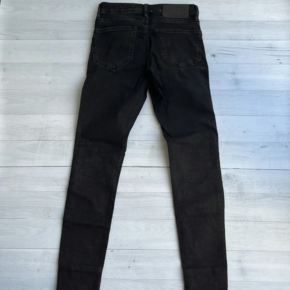 Allsaints Faded Black Skinny Leg Denim with Genuine Leather Patches 25 - Picture 2 of 7